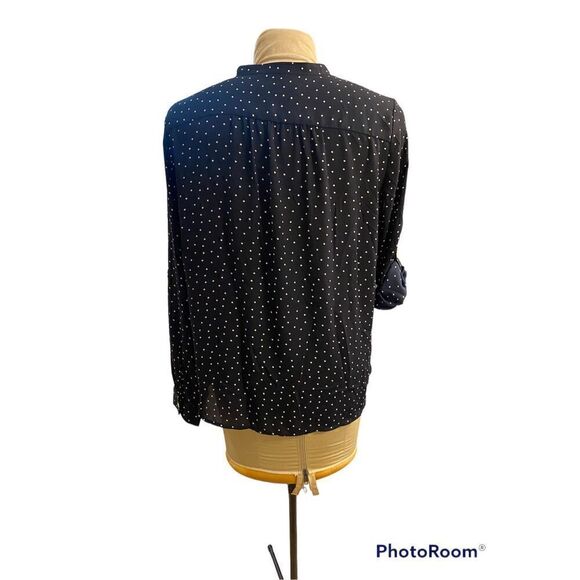 Ann Taylor LOFT Navy Blue & Polka Dot Tunic.  Size L. - Picture 2 of 6